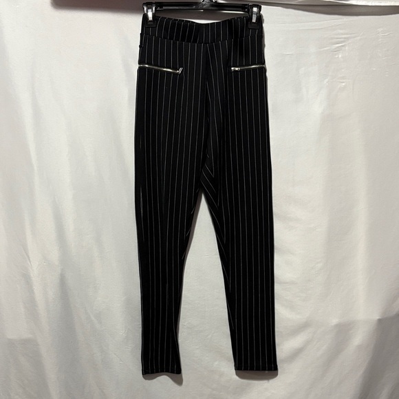 Revamped Pants - Revamped Black and White Striped Straight Leg Pants